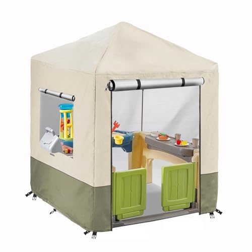 Spielhäuser Abdeckung, Gartenhaus 420D Oxford Wasserdicht Sonnenschutz UV-Beständig Staubdicht Kinderspielhaus Allwetter Schutzhülle, Für Gartenhaus Hof Rasen Holzhütten (Beige,56 x 56 x 60.2 inches) von CSARPECT