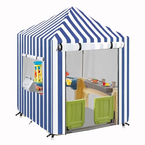 Spielhäuser Abdeckung, Gartenhaus 420D Oxford Wasserdicht Sonnenschutz UV-Beständig Staubdicht Kinderspielhaus Allwetter Schutzhülle, Für Gartenhaus Hof Rasen Holzhütten (Blue,56 x 56 x 60.2 inches) von CSARPECT