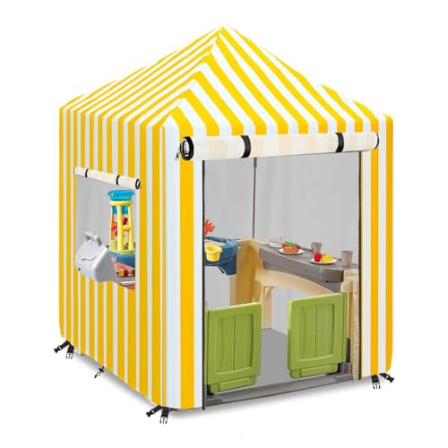 Spielhäuser Abdeckung, Gartenhaus 420D Oxford Wasserdicht Sonnenschutz UV-Beständig Staubdicht Kinderspielhaus Allwetter Schutzhülle, Für Gartenhaus Hof Rasen Holzhütten (Yellow,56 x 56 x 60.2 inches) von CSARPECT