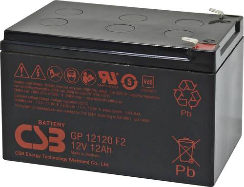 CSB Battery GP 12120 Standby USV GP12120F2 Bleiakku 12V 12Ah Blei-Vlies (AGM) (B x H x T) 151 x 100 von CSB Battery