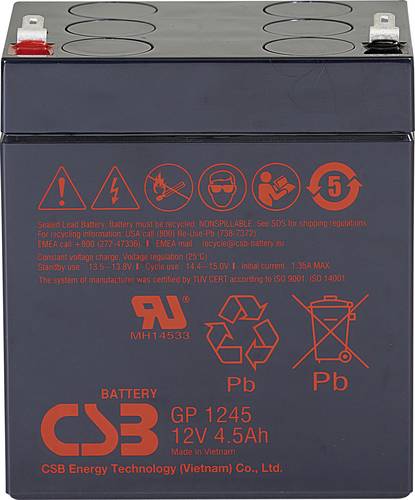 CSB Battery GP 1245 Standby USV GP1245F1 Bleiakku 12V 4.5Ah Blei-Vlies (AGM) (B x H x T) 93 x 108 x von CSB Battery