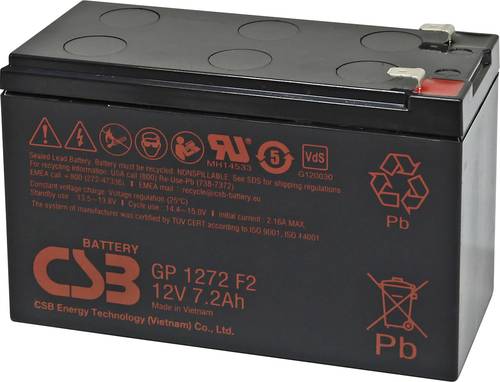 CSB Battery GP 1272 Standby USV GP1272F2 Bleiakku 12V 7.2Ah Blei-Vlies (AGM) (B x H x T) 150 x 97 x von CSB Battery