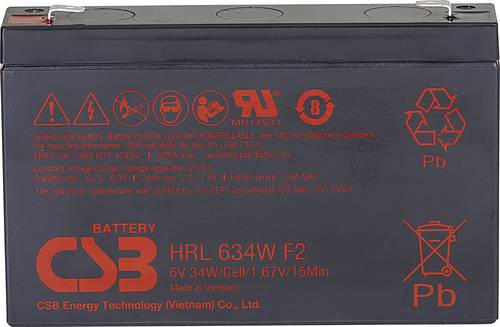CSB Battery HRL 634W high-rate longlife HRL634W Bleiakku 6V 8.4Ah Blei-Vlies (AGM) (B x H x T) 151 x von CSB Battery