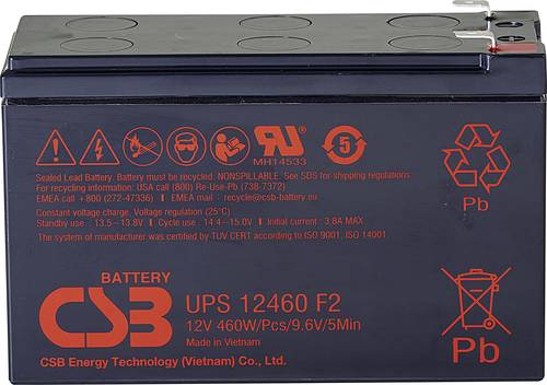 CSB Battery UPS 12460high-rate UPS12460F2 Bleiakku 12V 9.6Ah Blei-Vlies (AGM) (B x H x T) 151 x 99 x von CSB Battery