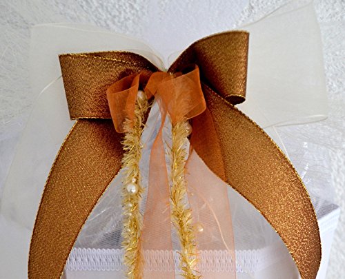 Schmuckschleife Schleife für Schultüte Zuckertüte "Natur Glamour" ~20 x 40 cm Braun / Gold von CSB