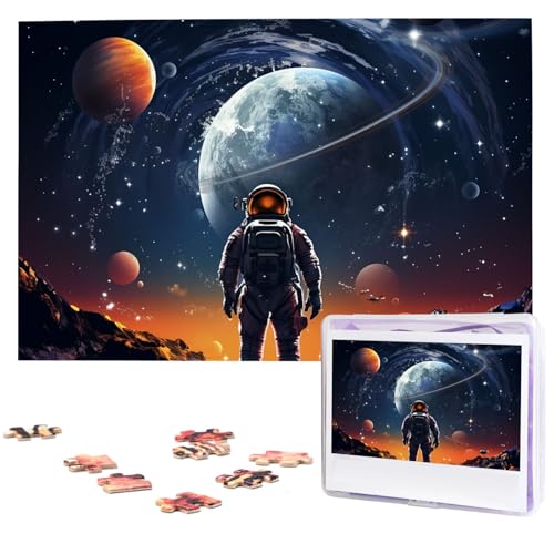 Puzzle mit 1000 Teilen für Erwachsene und Familien, herausforderndes Puzzle für Spieleabende, Weltraumforscher und Planeten, individuelle Holzpuzzleteile, 74,9 x 50 cm von CSGJMYGS