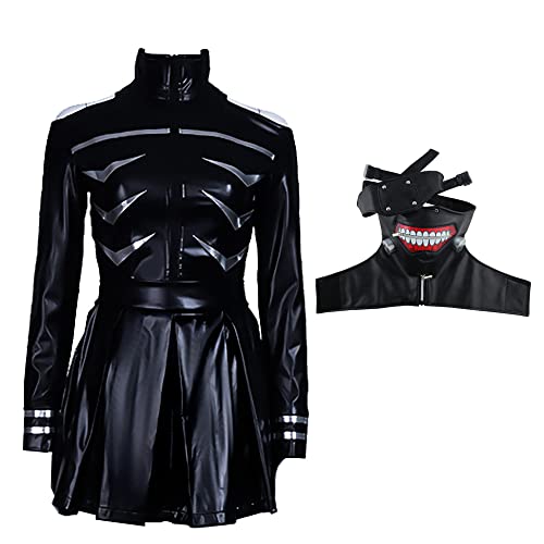 CSOCKS Tokyo Ghoul Cosplay Kostüm Ken Kaneki Jumpsuit Kleid Schwarze Kampfuniform mit Maske und Perücke Männer Frauen CSOCKS Tokyo Ghoul Cosplay Kostüm Ken Kaneki Jumpsuit Kleid Schwarze Kampfuniform mit Maske und Perücke Männer Frauen von CSOCKS