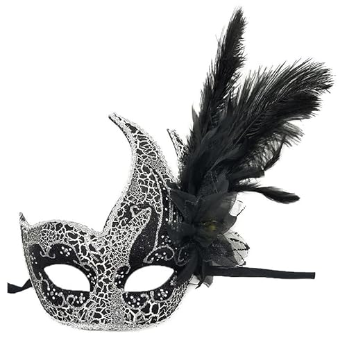 CSSHNL Feder-Maskerade-Masken, Karneval, Festival, Zubehör, Aufführung, Party, Weihnachten, Geschenke, Ostern, Halloween, Augenmaske Maskerade Maske (Size : Black 1) von CSSHNL