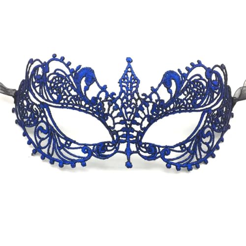 CSSHNL Hohle Spitze Maskerade for Frauen Mädchen Halbe gesicht Maske Make-Up Party Cosplay Prom Requisiten Kostüm Nachtclub Königin Augen Maske Maskerade Maske (Size : Blue) von CSSHNL