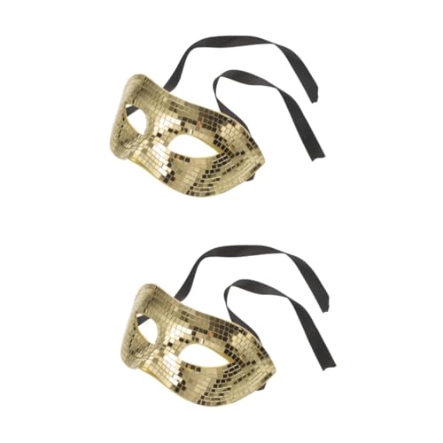 CSXMONEY Maskerade Party Disco Ball Maske Glitzer verspiegelte Maske Halloween Karneval Party Supplies (Goldx2 Stück) von CSXMONEY