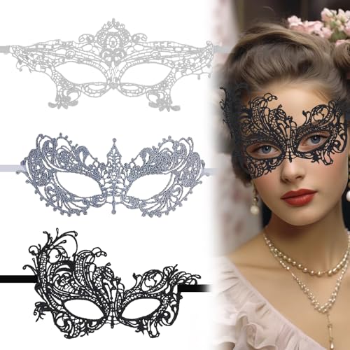 CSXMONEY Venezianische Masken, Mardi Gras Spitzenmasken, für Maskerade Nacht, Halloween-Maskerade, 3 Stück CSXMONEY Venezianische Masken, Mardi Gras Spitzenmasken, für Maskerade Nacht, Halloween-Maskerade, 3 Stück von CSXMONEY