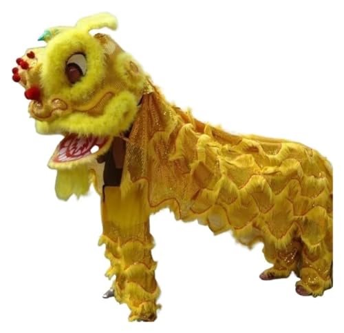 CSYQPDMBDL Löwen-Tanz-Kostüm, Löwen-Tanz-Maskottchen-Kostüm, Chinesischer Löwentanz Traditionelles Zubehör Outdoor-Sport(Yellow) von CSYQPDMBDL