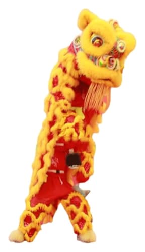 CSYQPDMBDL Löwen-Tanz-Kostüm, Löwen-Tanz-Maskottchen-Kostüm, Künstliche Wolle Drachentanz Performance Löwenkostüm Löwentanzkopf(Yellow) von CSYQPDMBDL
