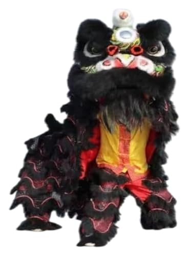 CSYQPDMBDL Löwen-Tanz-Kostüm, Löwen-Tanz-Maskottchen-Kostüm, Outdoor-Sportarten Drachen- und Löwentanz-Requisiten Drachentanz for die Frühlingsfestparty(Black) von CSYQPDMBDL
