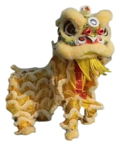 CSYQPDMBDL Löwen-Tanz-Kostüm, Löwen-Tanz-Maskottchen-Kostüm, Outdoor-Sportarten Drachen- und Löwentanz-Requisiten Drachentanz for die Frühlingsfestparty(White+yellow) von CSYQPDMBDL