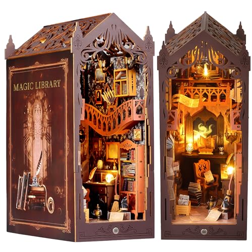 CSYY Book Nook DIY Kit, Magische Bibliothek DIY Puppenhaus Miniatur Haus Selber Baue Bausatz mit Staubschutzhülle und LED Licht CSYY Book Nook DIY Kit, Magische Bibliothek DIY Puppenhaus Miniatur Haus Selber Baue Bausatz mit Staubschutzhülle und LED Licht von CSYY