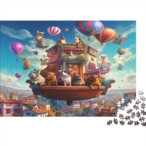 Hot Air Balloon 1000pcs (75x50cm) Festliches Puzzle Für Erwachsene Hundemuster Hochwertiges Puzzle-Herausforderungsspiel von CTAMM
