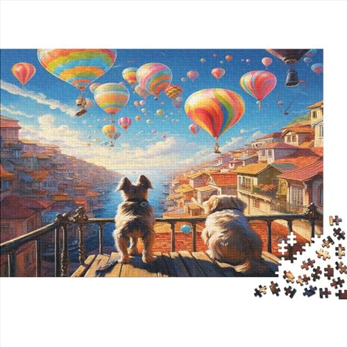 Hot Air Balloon 500pcs (52x38cm) Festliches Puzzle Für Erwachsene Hundemuster Hochwertiges Puzzle-Herausforderungsspiel von CTAMM