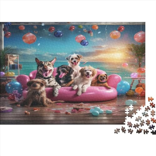 Puzzle 1000pcs (75x50cm) Erwachsene Dog Water Park Hölzern Puzzles Für Erwachsene,Lustige Spielrätsel Für Erwachsene Hundemuster Hölzern Puzzles Für Junge Mädchen von CTAMM