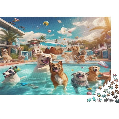 Puzzle 300pcs (40x28cm) Erwachsene Dog Water Park Hölzern Puzzles Für Erwachsene,Lustige Spielrätsel Für Erwachsene Hundemuster Hölzern Puzzles Für Junge Mädchen von CTAMM