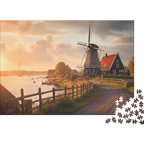 Puzzle 500pcs (52x38cm) Erwachsene Windmills in The Amsterdam Hölzern Puzzles Für Erwachsene,Lustige Spielrätsel Für Erwachsene Hölzern Puzzles Für Junge Mädchen von CTAMM