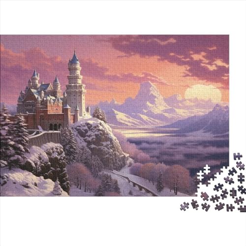 Puzzle 500pcs (52x38cm) Erwachsene Winterliches Schloss Hölzern Puzzles Für Erwachsene,Lustige Spielrätsel Für Erwachsene Castle Snow Scene Hölzern Puzzles Für Junge Mädchen von CTAMM