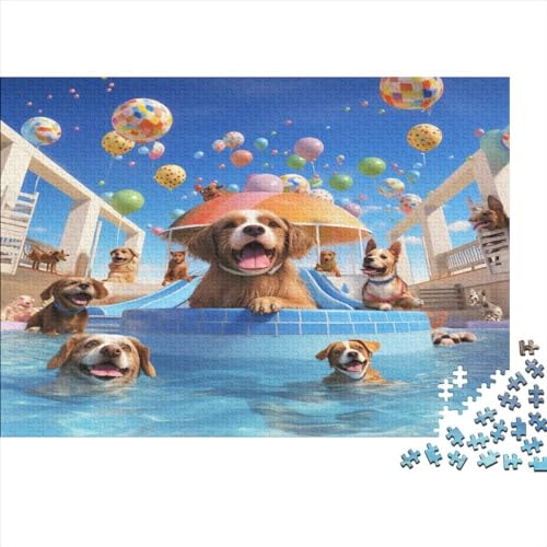 Puzzles Für Erwachsene Ab 300pcs (40x28cm),Dog Water Park Familienspiele Zum Lernen Hundemuster Puzzles Für Jungen Und Mädchen von CTAMM