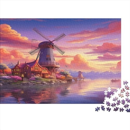 Windmills 1000pcs (75x50cm) Festliches Puzzle Für Erwachsene Wasserstadt Hochwertiges Puzzle-Herausforderungsspiel von CTAMM