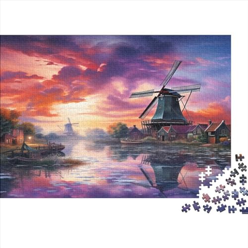 Windmills 1000pcs (75x50cm) Festliches Puzzle Für Erwachsene Wasserstadt Rätsel,herausforderndes Spiel,DIY Geschicklichkeitsspiele Für Die Ganze Familie von CTAMM