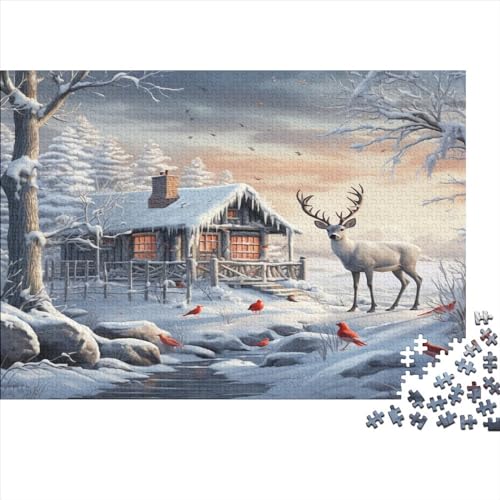 Winter Cabin 1000pcs (75x50cm) Puzzles,Winterwald Schwieriges Rätsel,Geschicklichkeitsspiele Für Die Ganze Familie von CTAMM