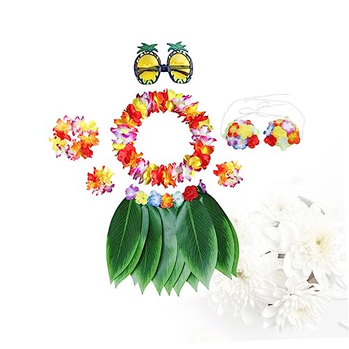 CTIRCHIU 1 Satz Simulierter Blattrock Party Kostüm Geburtstag Strand Outfit Lei Gefälscht Tropisch Unter Hawaii Accessoires Hawaii-accessoires Hawaiianische Grasröcke von CTIRCHIU