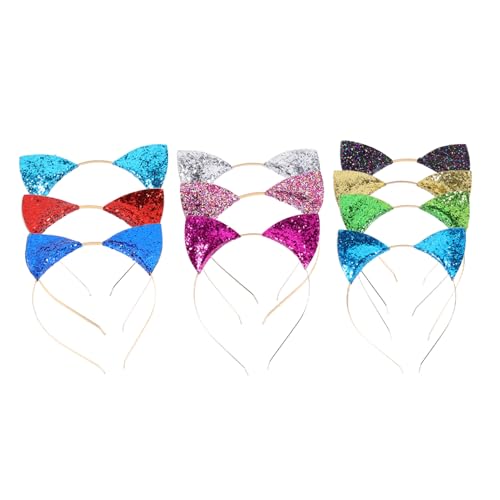 CTIRCHIU 10Stücke Katzenohren Haarbänder mit Glitzer Buntes Stirnband für Feste Halloween Karneval und Kostümpartys Langlebiges und Bequemes Haarschmuck Zubehör von CTIRCHIU