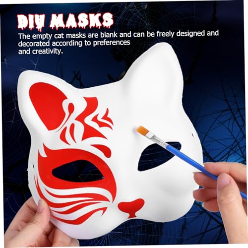 CTIRCHIU 12 Teiliges Katzenmasken Set Papier Katzenmaske Bemalbare Masken Damen Maskenballmaske Bemalbare Papiermaske Papiermasken Malmasken Partymaske Leere von CTIRCHIU