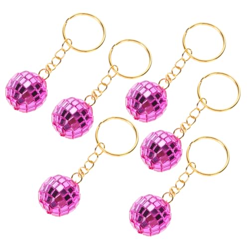 CTIRCHIU 12Stücke Rosy Disco Schlüsselanhänger Retro Partydekoration für Jahre Themen Glänzende Spiegelkugel Schlüsselhalter für Halloween Weihnachten und Partys von CTIRCHIU