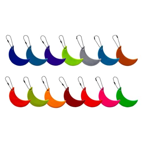 CTIRCHIU 14 Stück Reflektierender Schlüsselanhänger im Mond Design Sichtbarkeit Pendant für Schulrucksäcke Taschen Laufen und Radfahren Sicheres Zubehör für Outdoor Aktivitäten von CTIRCHIU