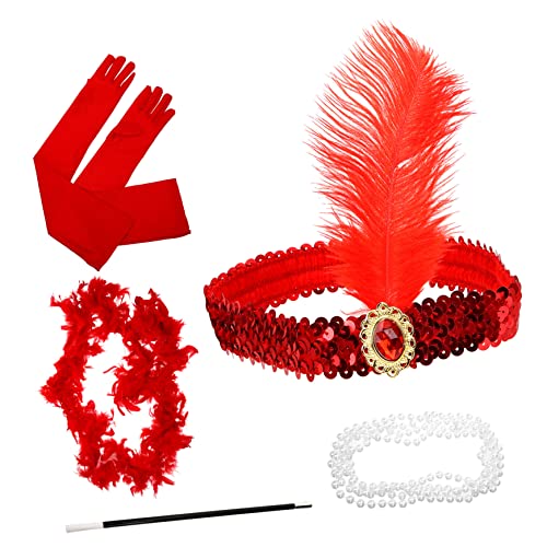 CTIRCHIU 1Satz Flapper Kostümset für Frauen Teiliges mit Stirnband Halskette Langen Handschuhen und Schal für Jahre Vintage Partys Cosplay und Besondere Anlässe CTIRCHIU 1Satz Flapper Kostümset für Frauen Teiliges mit Stirnband Halskette Langen Handschuhen und Schal für Jahre Vintage Partys Cosplay und Besondere Anlässe von CTIRCHIU
