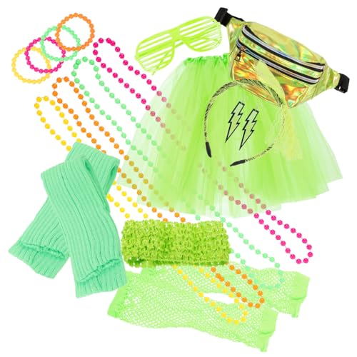 CTIRCHIU 1Satz Jahre Frauen Kostüm mit Neon Accessoires Retro Party Outfit Zubehör für Karneval Abschlussball Jahre Feierlichkeiten Tütü Handgelenk Accessoires von CTIRCHIU