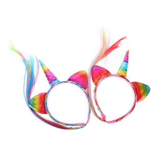 CTIRCHIU 2 Stück Einhorn Haarreif mit Bunten Zöpfchen Komfortables Sicheres Karnevals Party accessoire für Mädchen und Erwachsene Fantasievolles Einhorn Kostüm Zubehör von CTIRCHIU