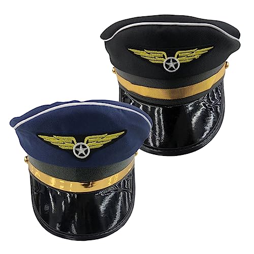 CTIRCHIU 2 Stück Flughut Kostüm Hüte gipfelte Zubehör Schwarz Pilotenmütze Performance-Hut Piloten-Cosplay CTIRCHIU 2 Stück Flughut Kostüm Hüte gipfelte Zubehör Schwarz Pilotenmütze Performance-Hut Piloten-Cosplay von CTIRCHIU