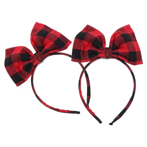 CTIRCHIU 2 Stück Haarreif Rote Stoff Bowknot Stirnbänder mit Karomuster Kreative Haarschmuck Accessoires für Mädchen Vielseitig Verwendbar für Party und Familienfeier von CTIRCHIU