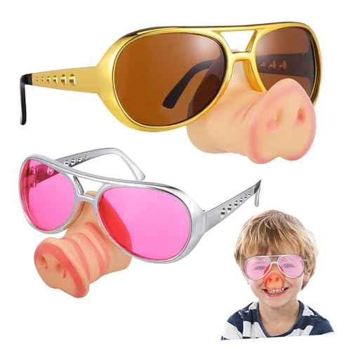 CTIRCHIU 2 Stück Lustige Schweinenasenbrille für Bequeme Plastikbrille für Halloween Geburtstagsfeiern und Cosplay Events Sicher und Farbenfroh von CTIRCHIU