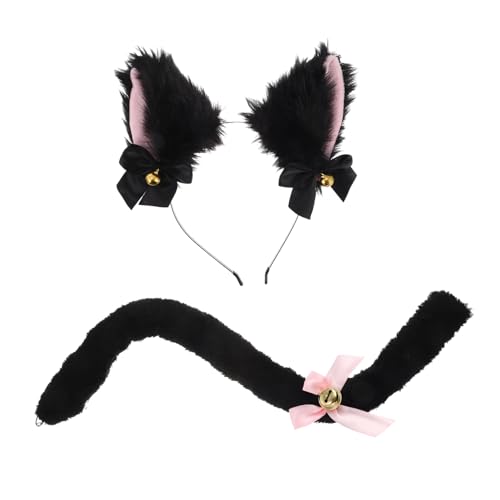 CTIRCHIU 2Stücke Teiliges Katzenohren Stirnband und Katzen für Frauen Mädchen für Halloween Cosplay und Geburtstagsfeiern von CTIRCHIU