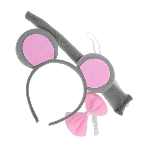 CTIRCHIU 3 Stück Teiliges Mäusekostüm Set für Erwachsene Haarreif Fliege Accessoires für Halloween Partyverkleidungen Einzigartiges Bequemes Design für Geburtstags Karnevalspartys von CTIRCHIU