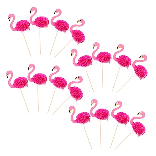 CTIRCHIU 30 Stück Hawaii Party Cake Picks Kreative Essbare Dekoration für Geburtstagskuchen Muffins und Desserts Flamingo Design für Unvergessliche Feiern von CTIRCHIU