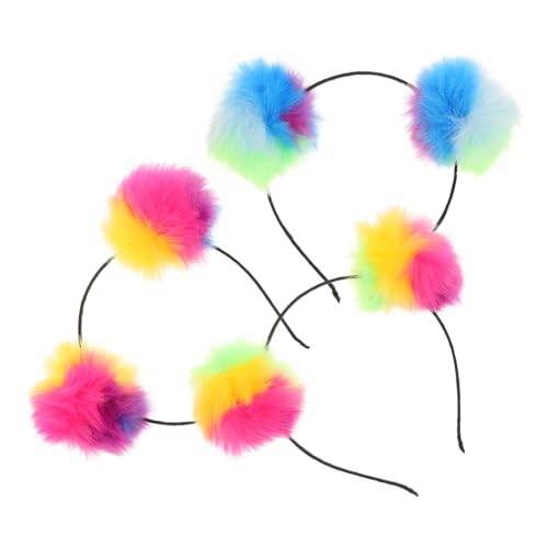 CTIRCHIU 3Stücke Teiliges Fuzzy Stirnband Für Elastische Kopfbedeckung Mit Bunten Pompons Geburtstagsfeiern Weihnachtsfeiern Und Kostümpartys von CTIRCHIU