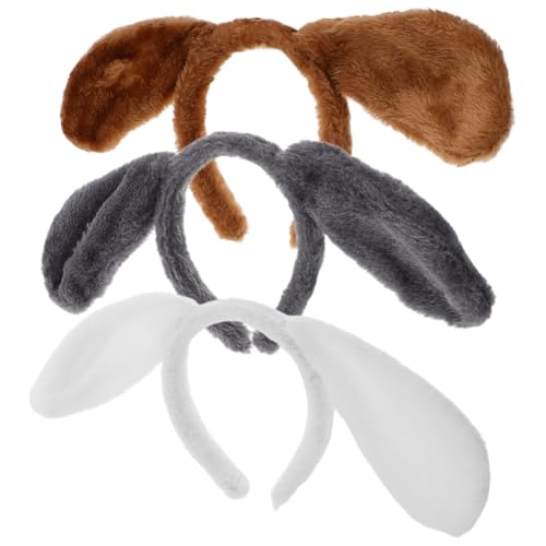 CTIRCHIU 3pcs Kinderhundohren Stirnband Weiche Und Plüschtier Ohr Ohr Kopfstück Face Waschstirnband Süßes Flauschiges Haarband Animal Kopfbedeckung Für Party Cosplay von CTIRCHIU