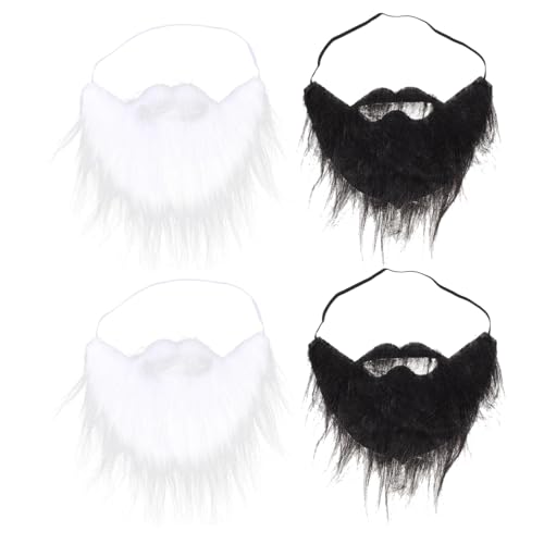 CTIRCHIU 4 Stück Teiliges Kostüm Verstellbaren Falschen Bärten und Schnurrbärten Realistisch Gestaltete Party Accessoires für Weihnachten Halloween Cosplay und Maskerade Passend für von CTIRCHIU