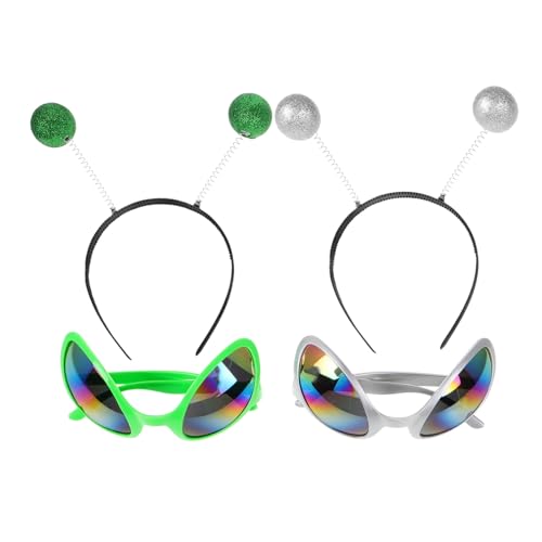 CTIRCHIU 4Stücke Sonnenbrille Satz mit Stirnband für Kostümparty Karneval Halloween Lustige Brille für Kinder Erwachsene Neonfarben Vielseitig Einsetzbar von CTIRCHIU