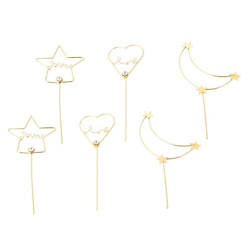 CTIRCHIU 6 Stück Kuchen Picks geburtstagskuchen bithday cake Kuchen Dekorationsartikel cake decorating set birthday cake Kuchen Schmuck Kuchendeckel Kucheneinsatztopper Strass-Topper Golden von CTIRCHIU