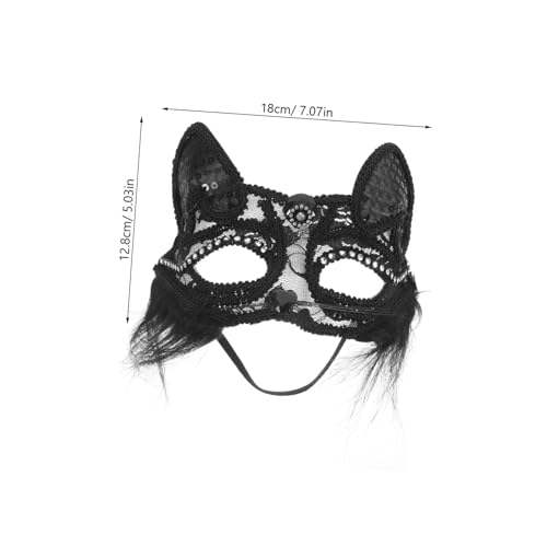 CTIRCHIU Katzenmaske Party Maskenmaske Spitzen Augenmaske Katzen Outfit Pelzig Halloween Cosplay Katzenkostüm Maske Kostümmaske Katzengesichtsmaske Realistische von CTIRCHIU